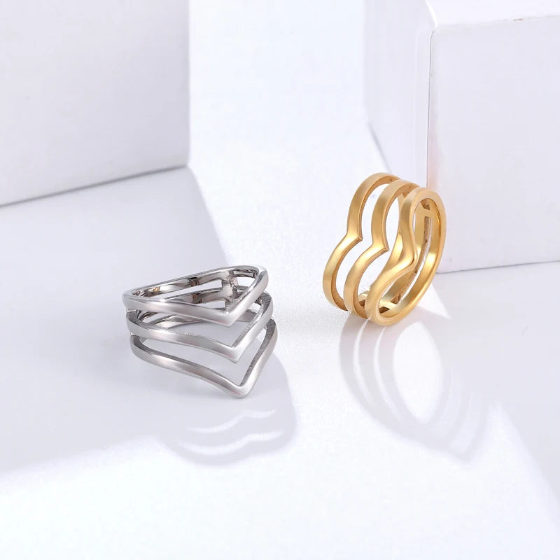 Three V Shape Ring