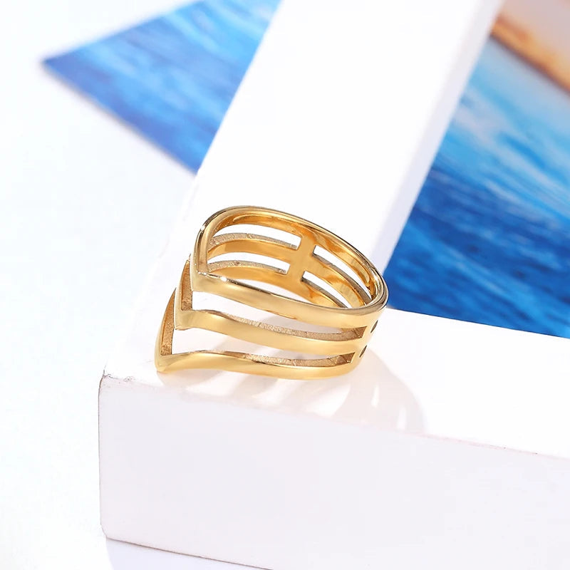 Three V Shape Ring