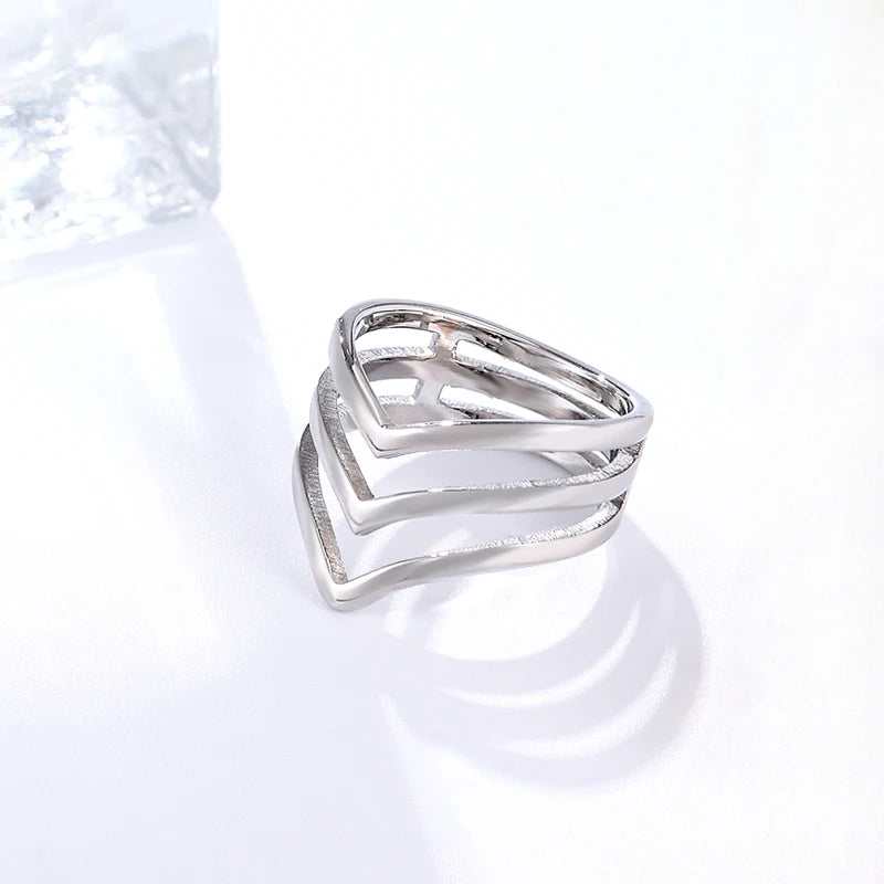 Three V Shape Ring