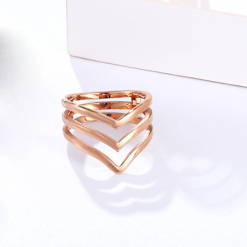 Three V Shape Ring