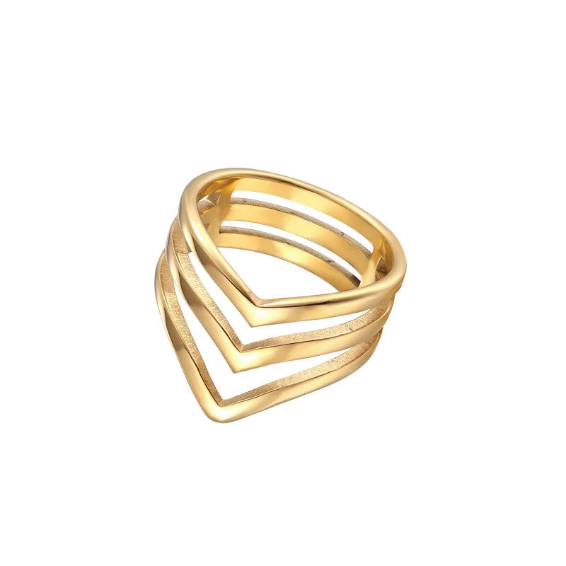 Three V Shape Ring