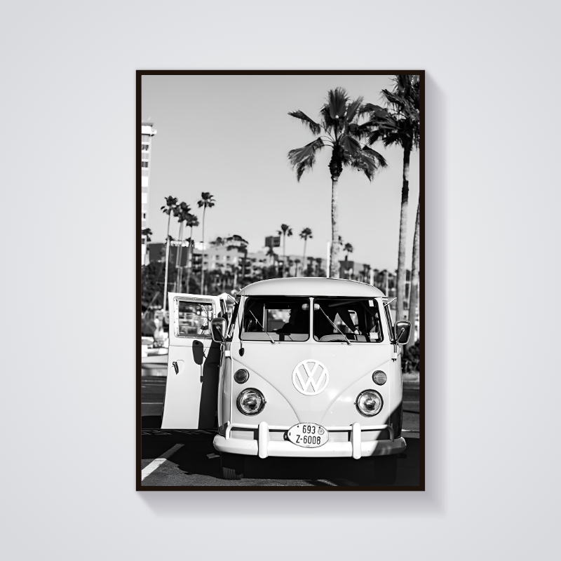 Y2K VW Campervan Life Greyscale Poster