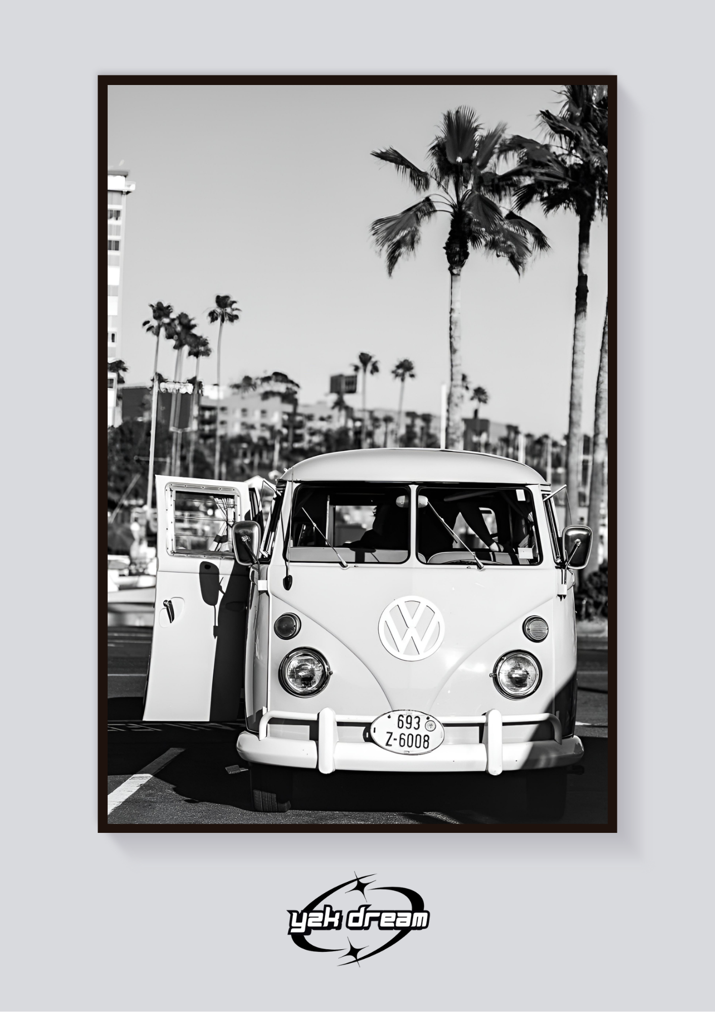 Y2K VW Campervan Life Greyscale Poster