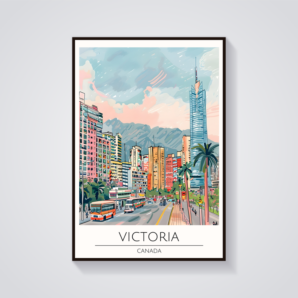 Victoria BC Canada Art Deco Travel Poster - Aesthetic Wall Art