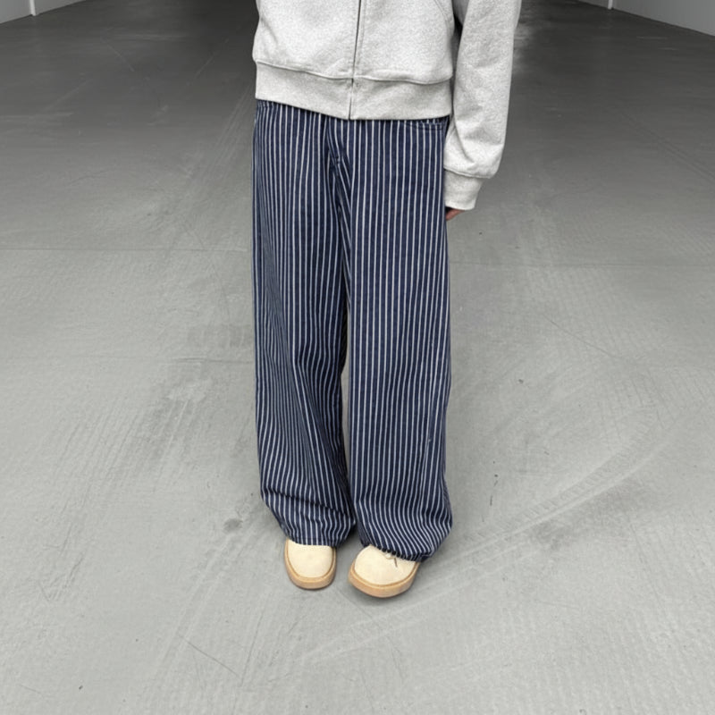 Vintage Blue Striped Y2K Baggy Jeans