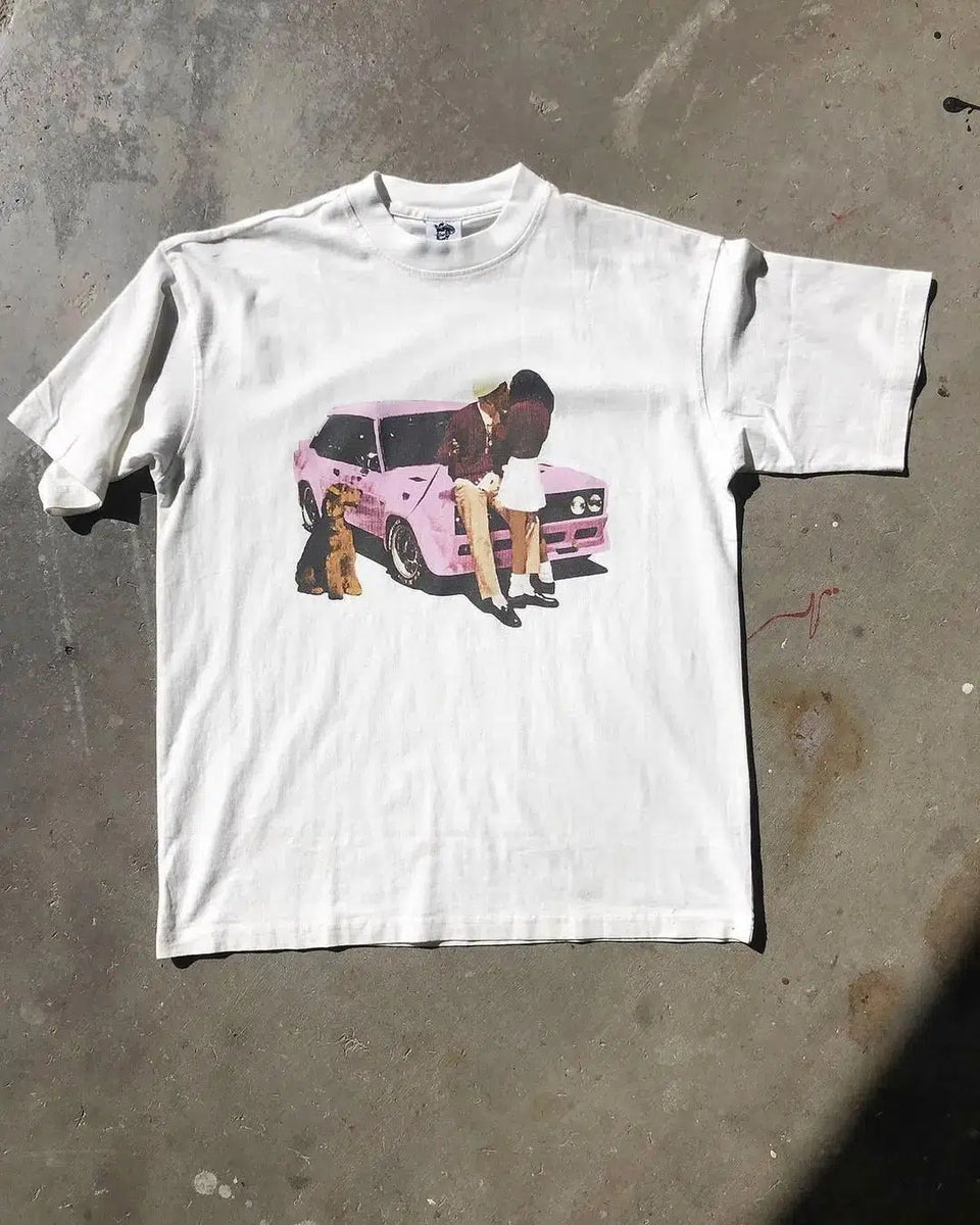 Tシャツ・カットソー THE MUSEUM VISITOR CAR DRAWING VINTAGE WASHED T-SHIRTS WHITE THE MUSEUM VISITOR CAR DRAWING VINTAGE WASHED T-SHIRTS WHITE
