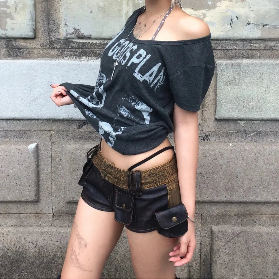 Vintage Grunge Y2K Gods Plan Graphic Off Shoulder Top