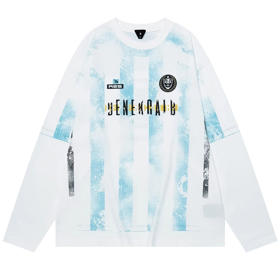 Vintage Jersey Y2K Striped Long Sleeve Top