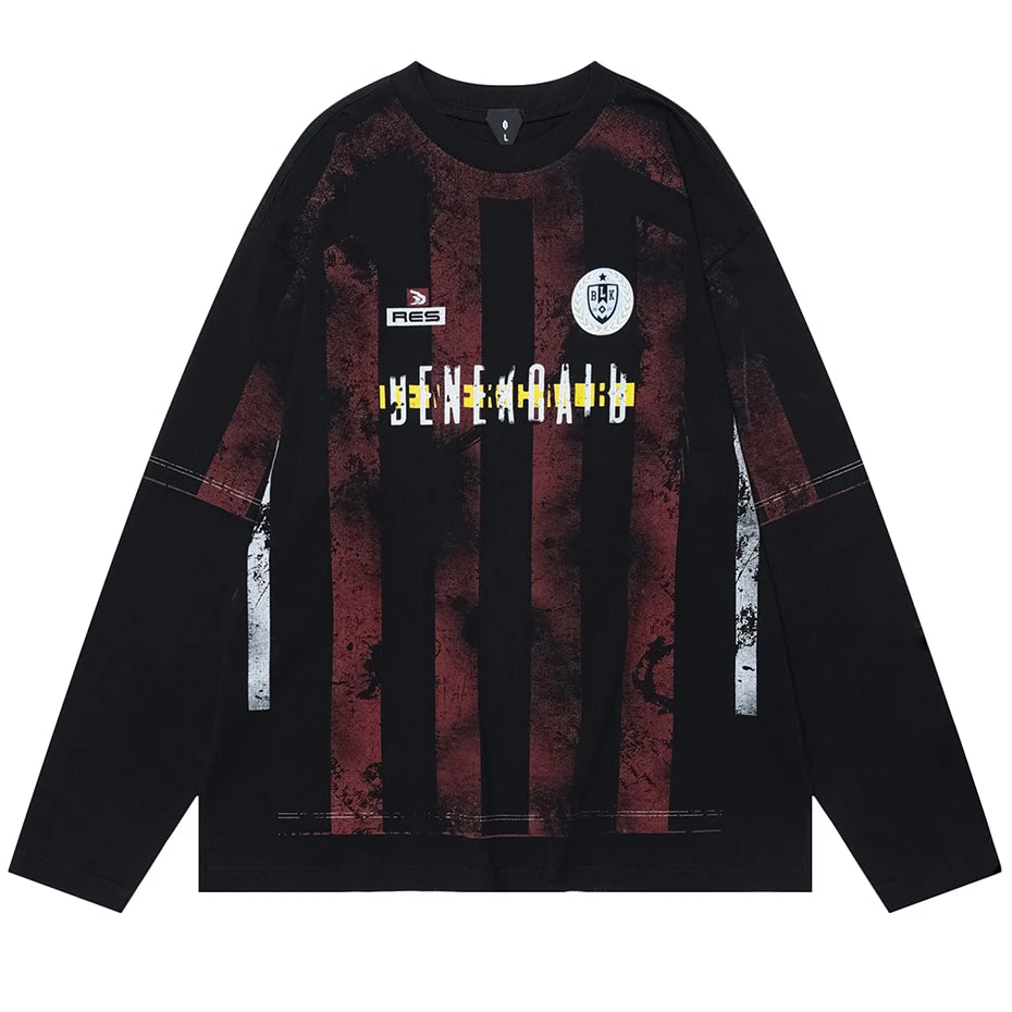 Vintage Jersey Y2K Striped Long Sleeve Top