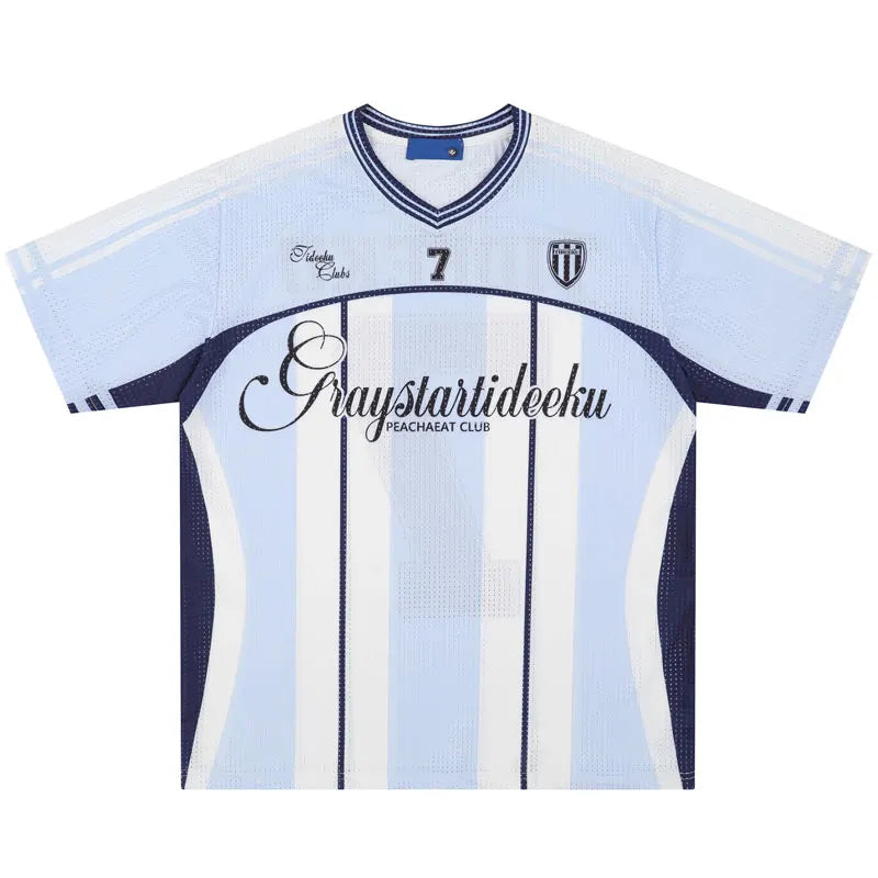 Vintage Mesh Striped Soccer Jersey