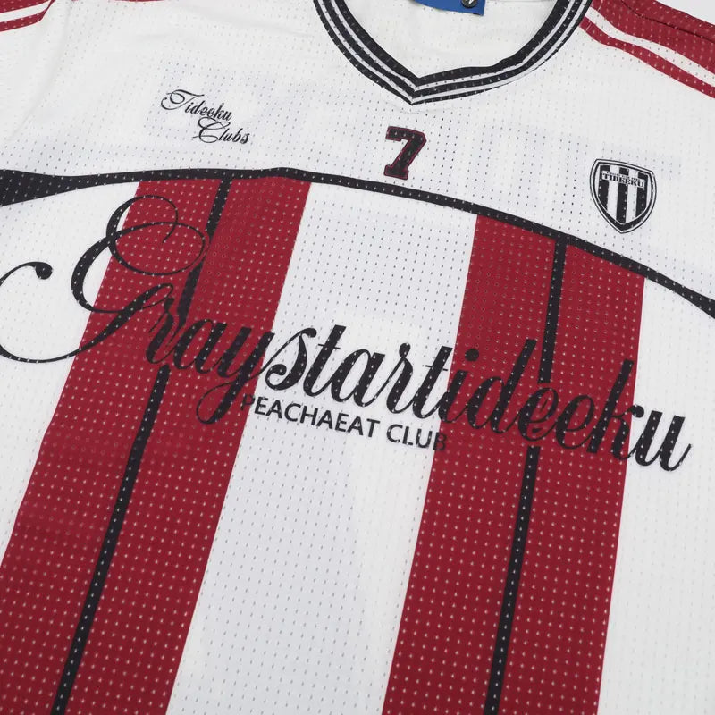Vintage Mesh Striped Soccer Jersey