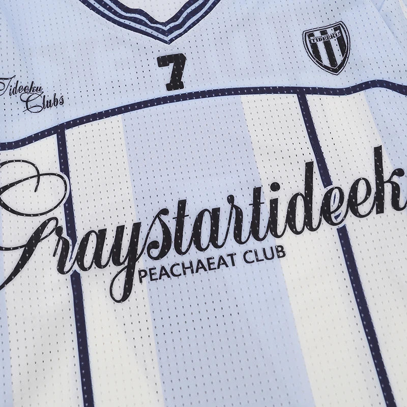 Vintage Mesh Striped Soccer Long Sleeve Jersey
