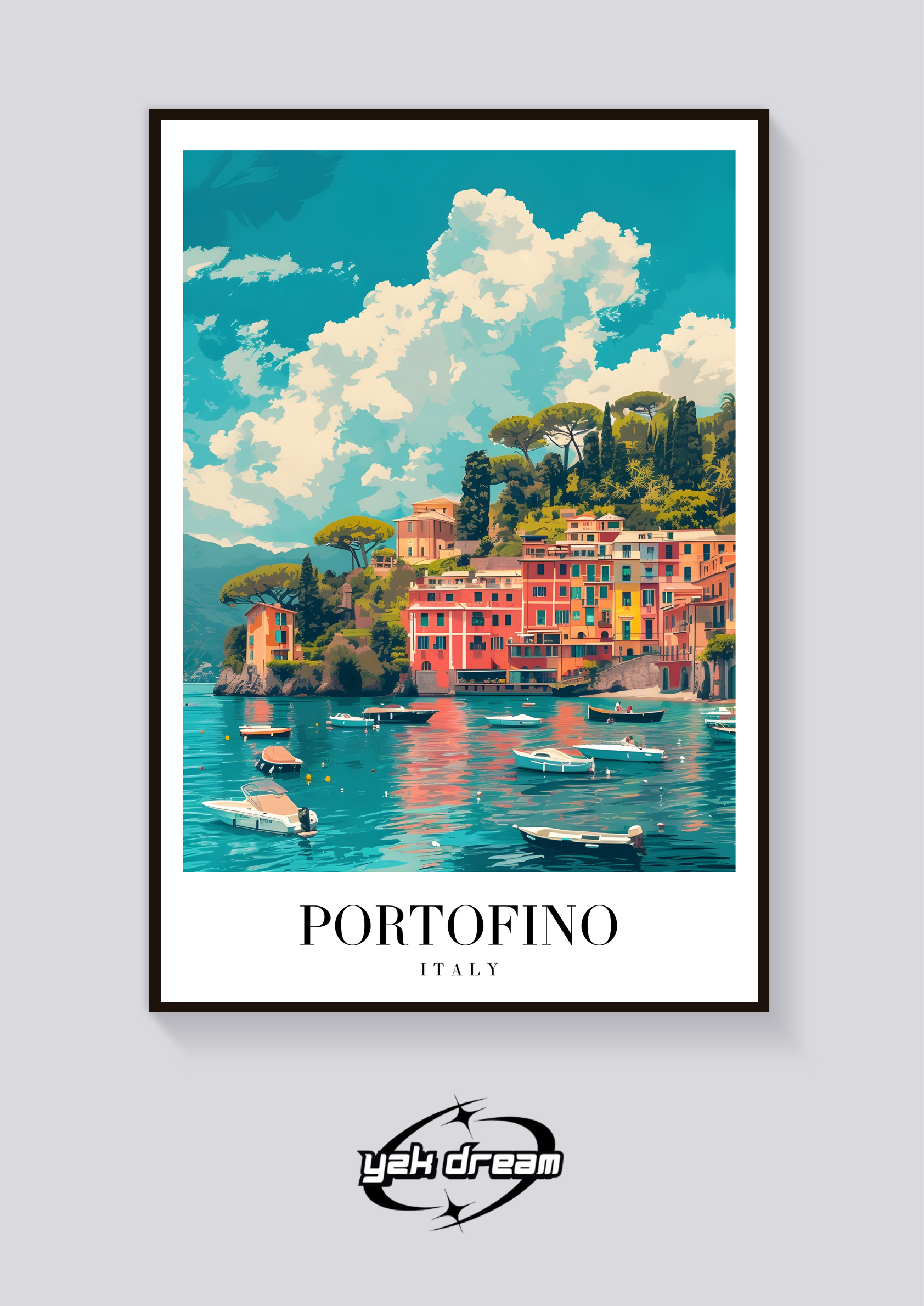 Vintage Portofino Italy Poster