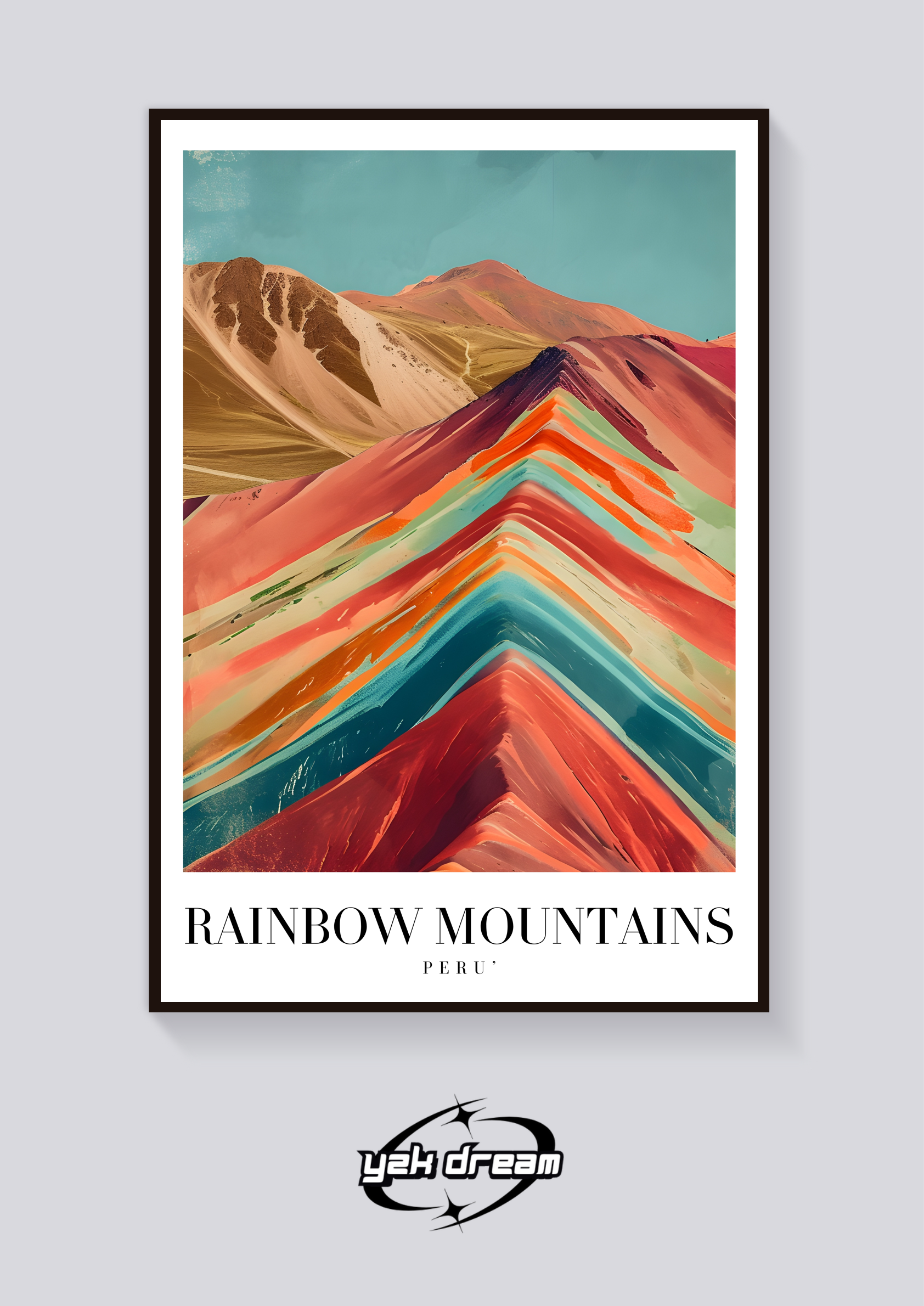 Vintage Rainbow Mountains Peru Poster