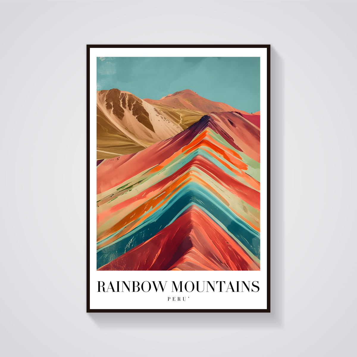 Vintage Rainbow Mountains Peru Poster