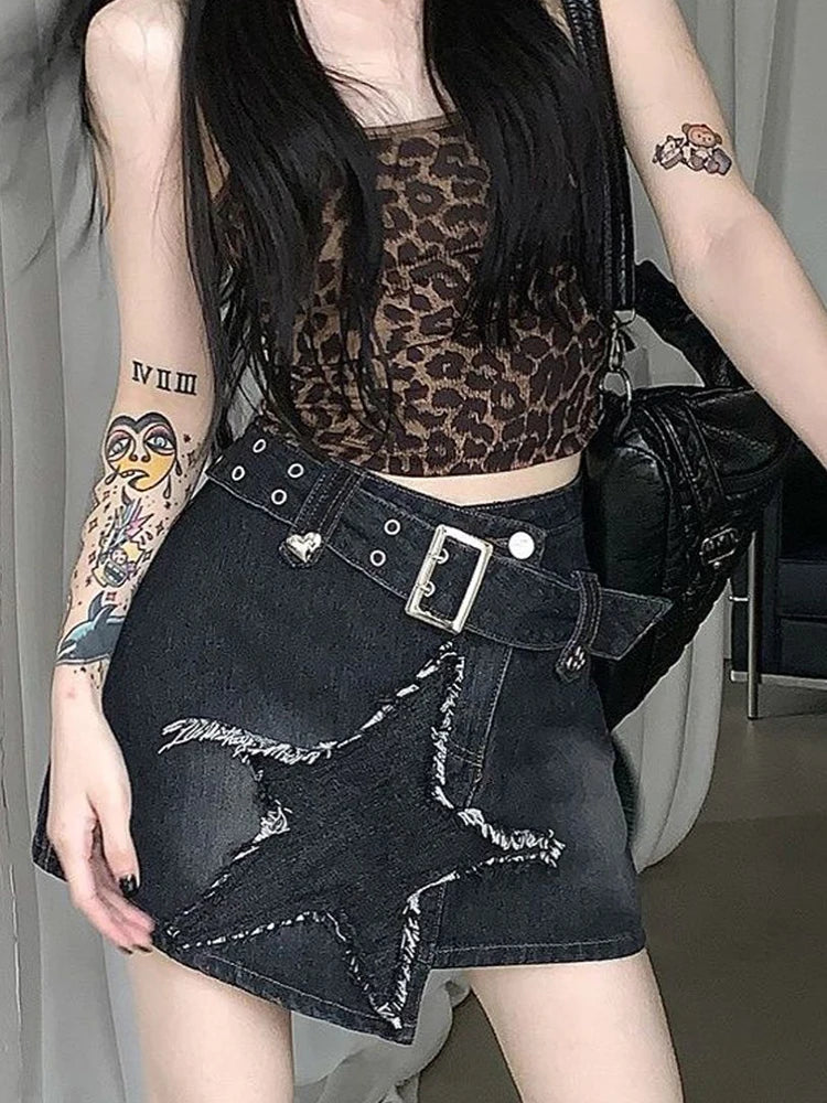 Vintage Star Y2K High Waist Denim Mini Skirt