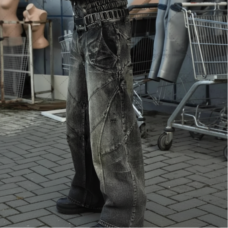 Vintage Y2K Grunge Spliced Baggy Jeans