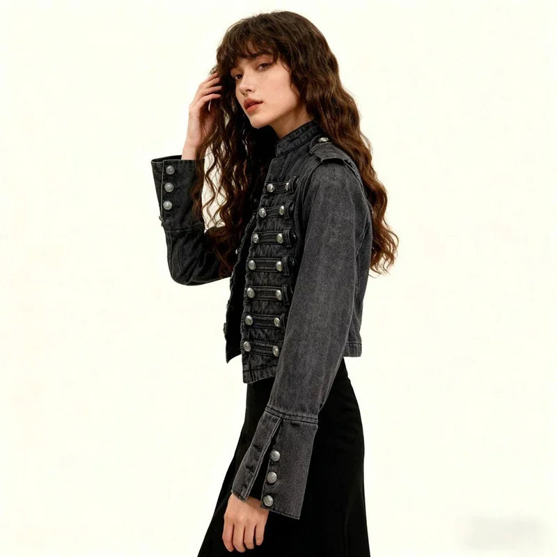 Vintage Y2K Slim Fit Crop Denim Coat Jacket