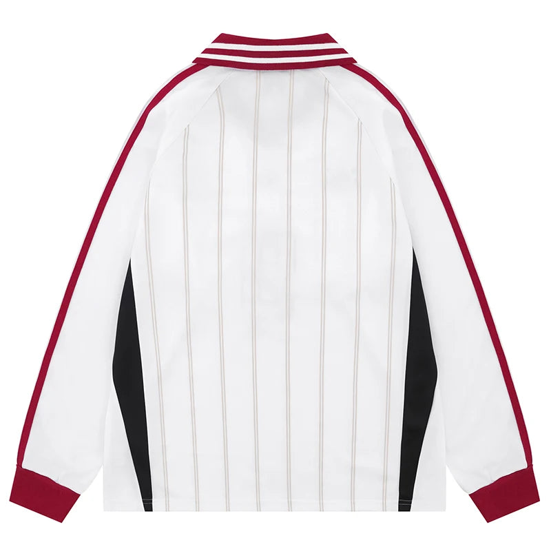 Vintage Y2K Striped Polo Long Sleeve Soccer Jersey