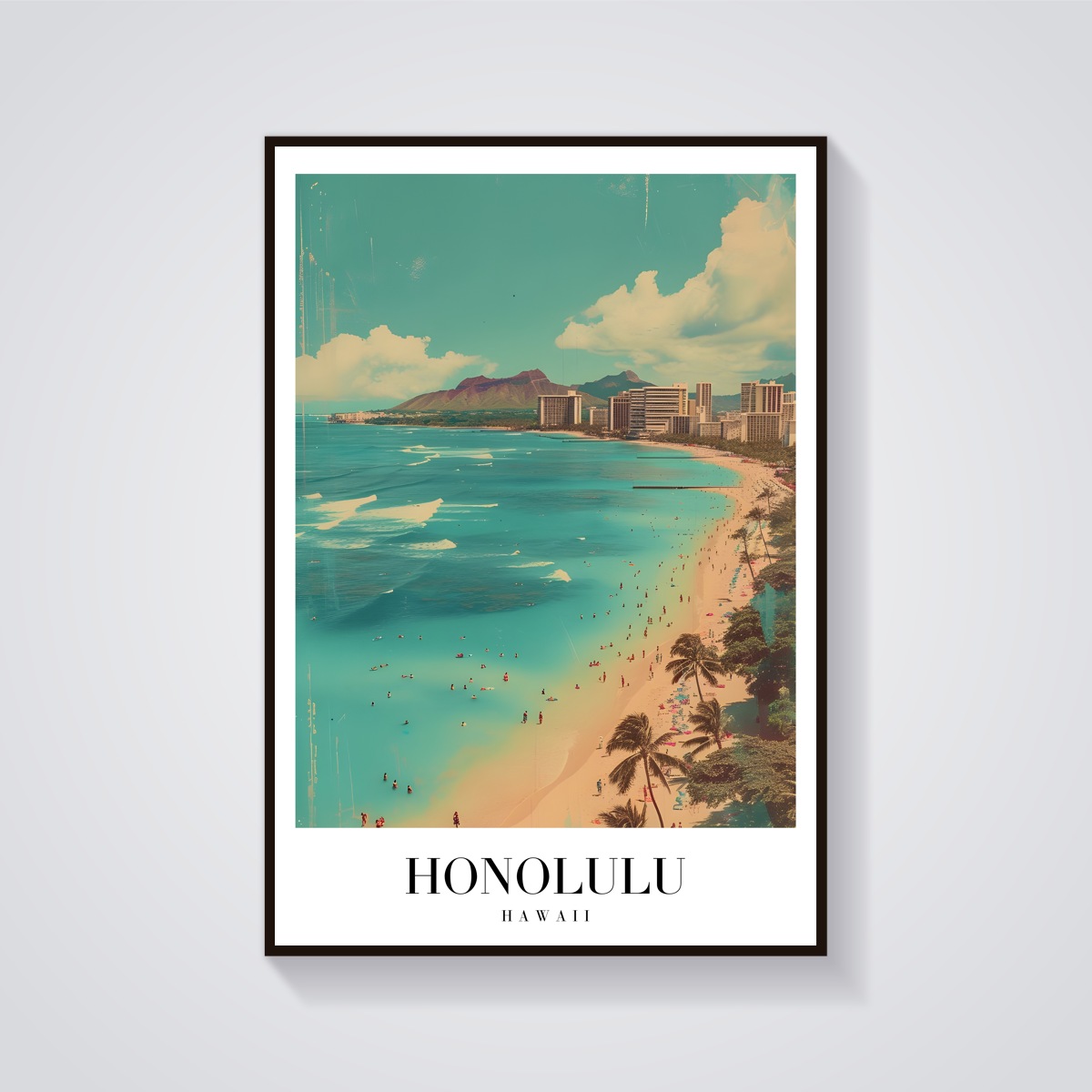 Waikiki Honolulu Vintage Poster