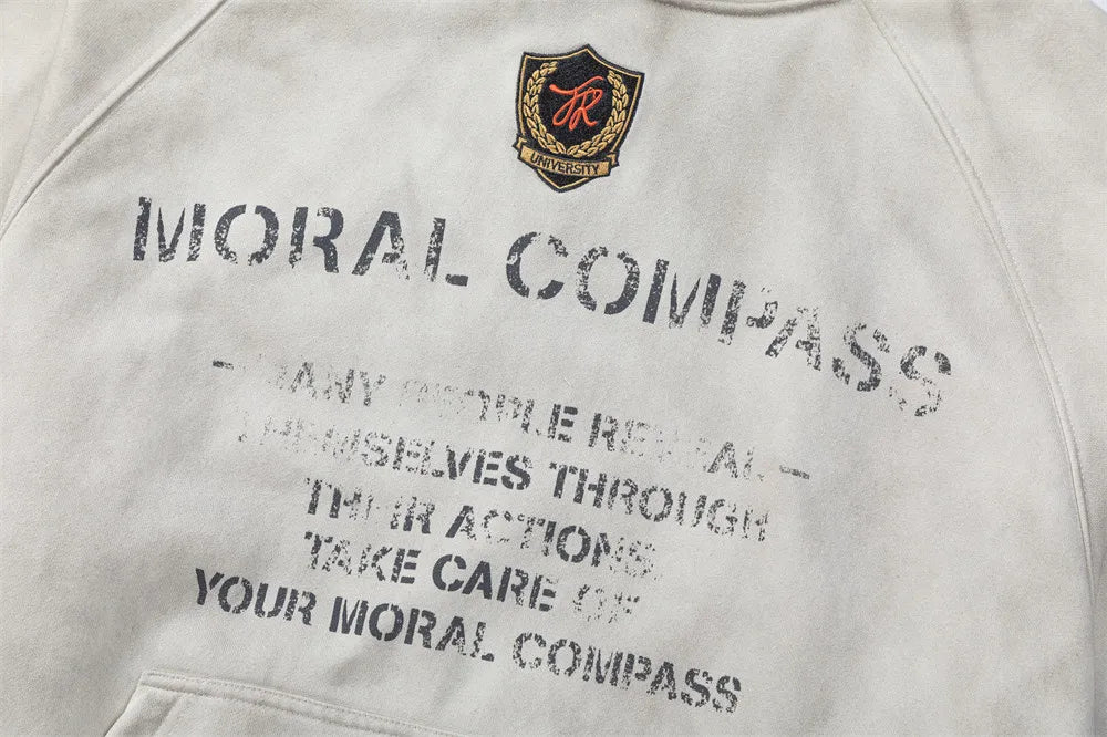 Washed Y2K Distressed Graphic Print Hoodie