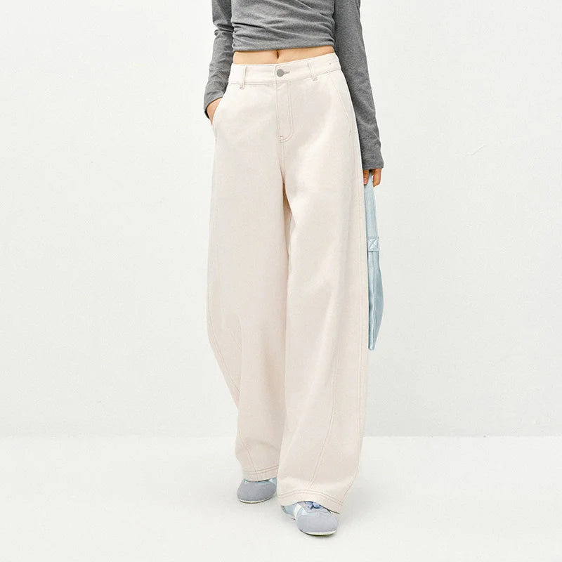 White Y2K Relaxed Straight Leg Jean