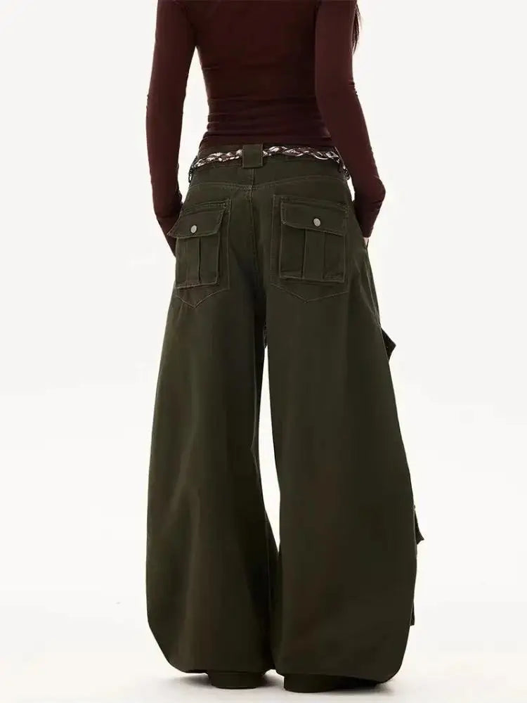 Wide Leg Y2K Baggy Womens Multi Pocket Cargo Jeans