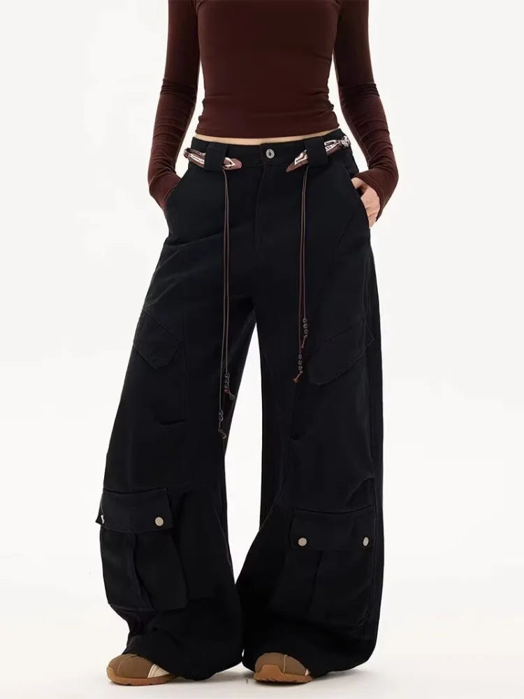 Wide Leg Y2K Baggy Womens Multi Pocket Cargo Jeans