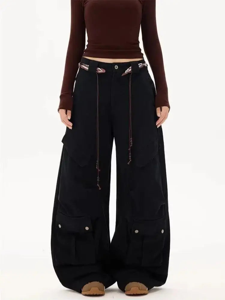Wide Leg Y2K Baggy Womens Multi Pocket Cargo Jeans