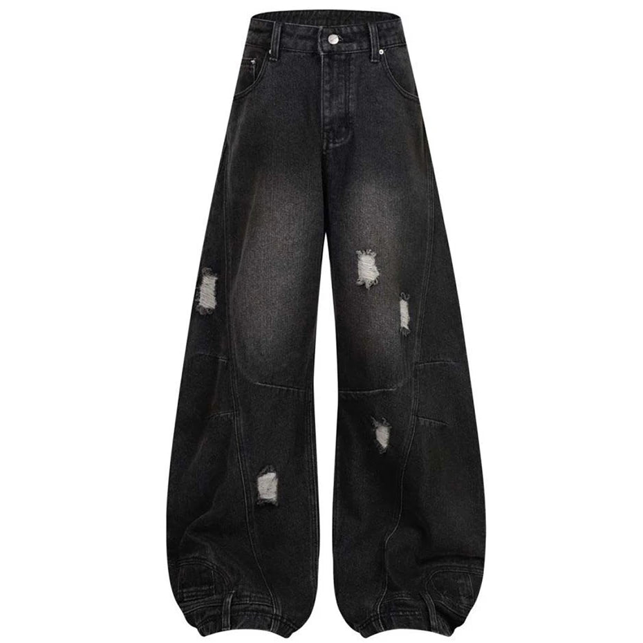 Wide Leg Y2K Distressed Denim Jeans