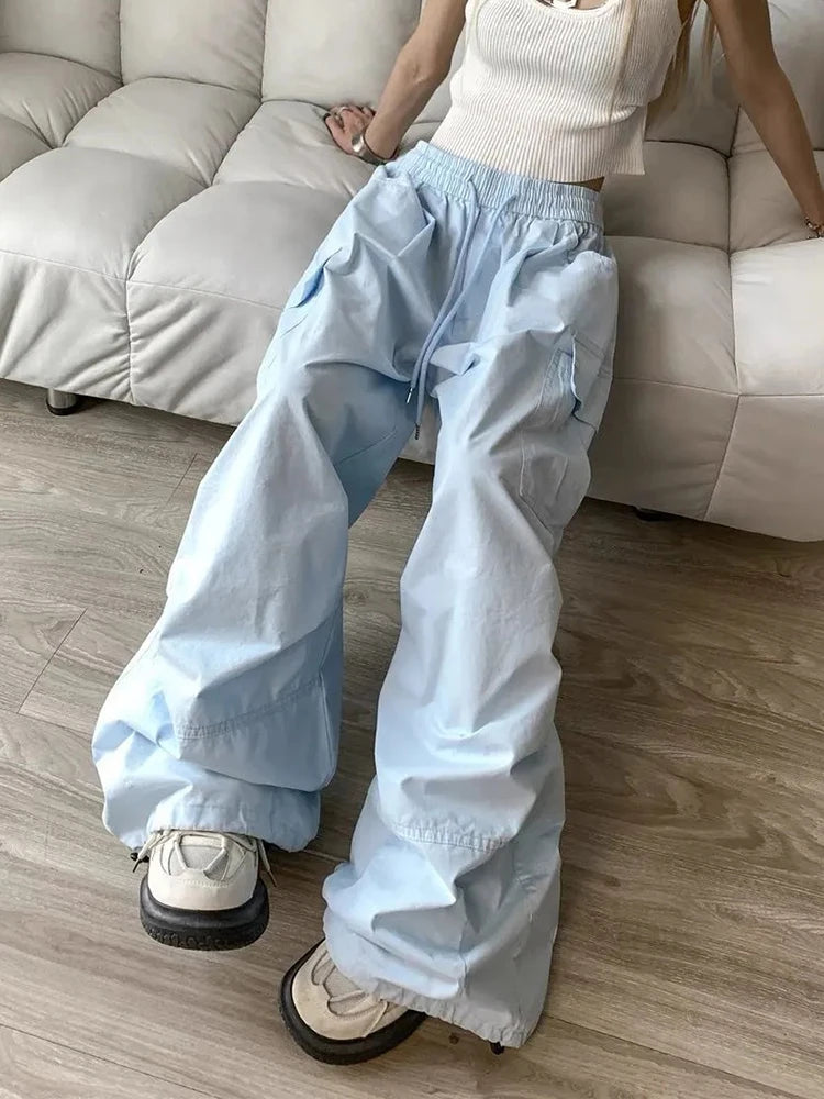 Wide Leg Y2K Parachute Trousers