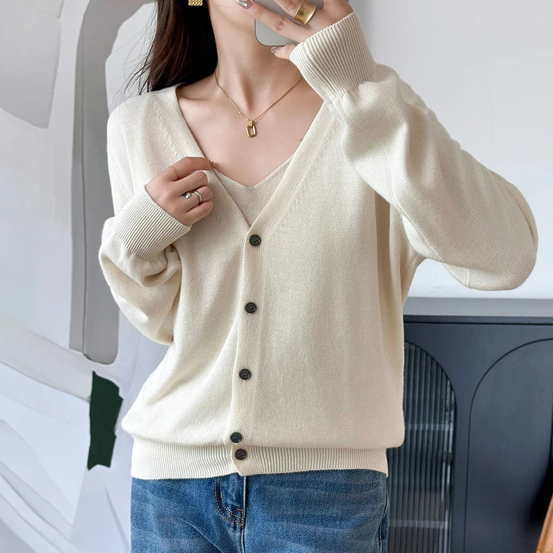 Womens V Neck Y2K Button Up Cardigan