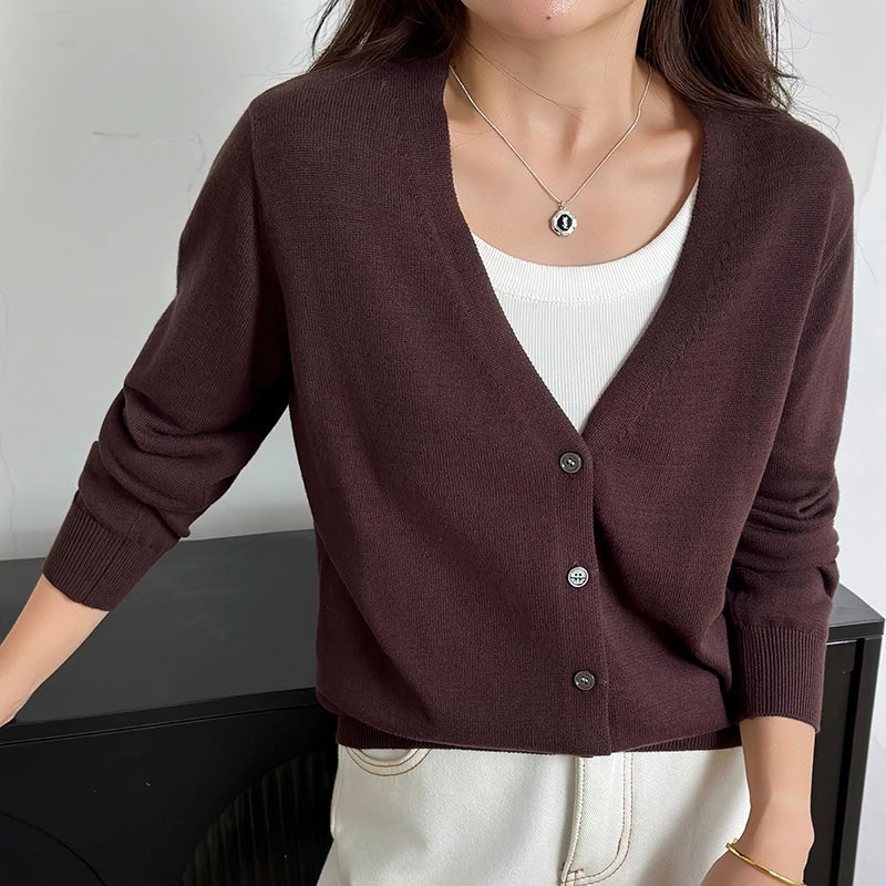 Womens V Neck Y2K Button Up Cardigan