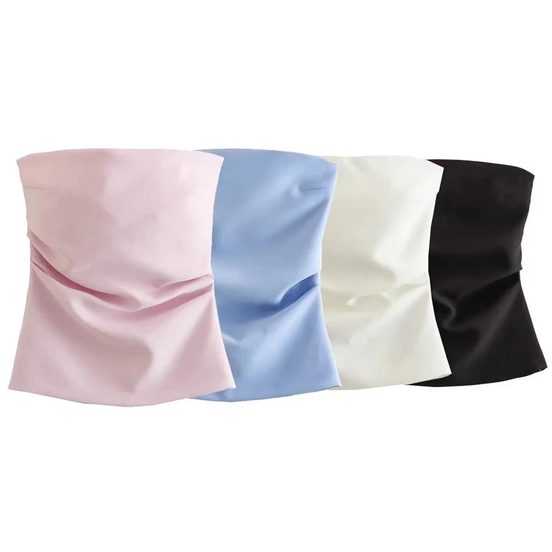 Womens Y2K Bandeau Corset Tube Top