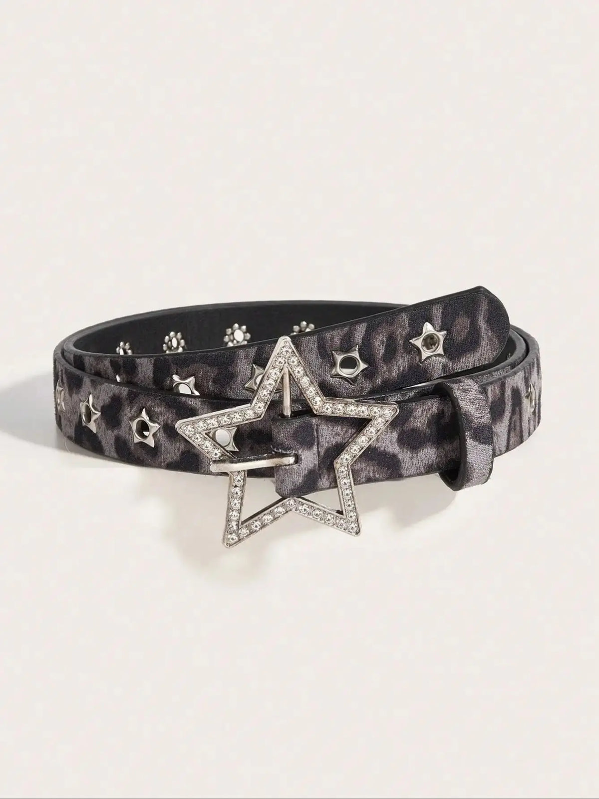 Womens Y2K Star Studded Faux Diamond Belt