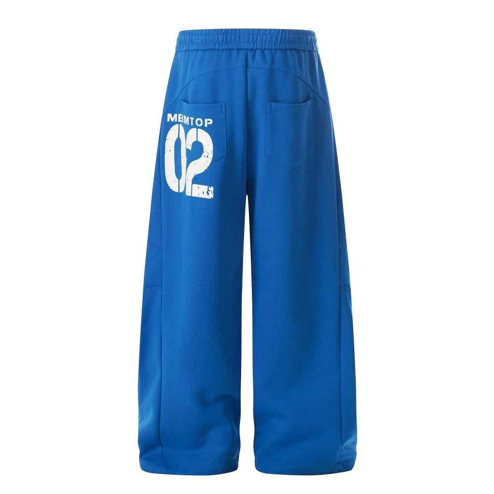 Y2K "02" Graphic Blue Sweatpants Joggers Trousers