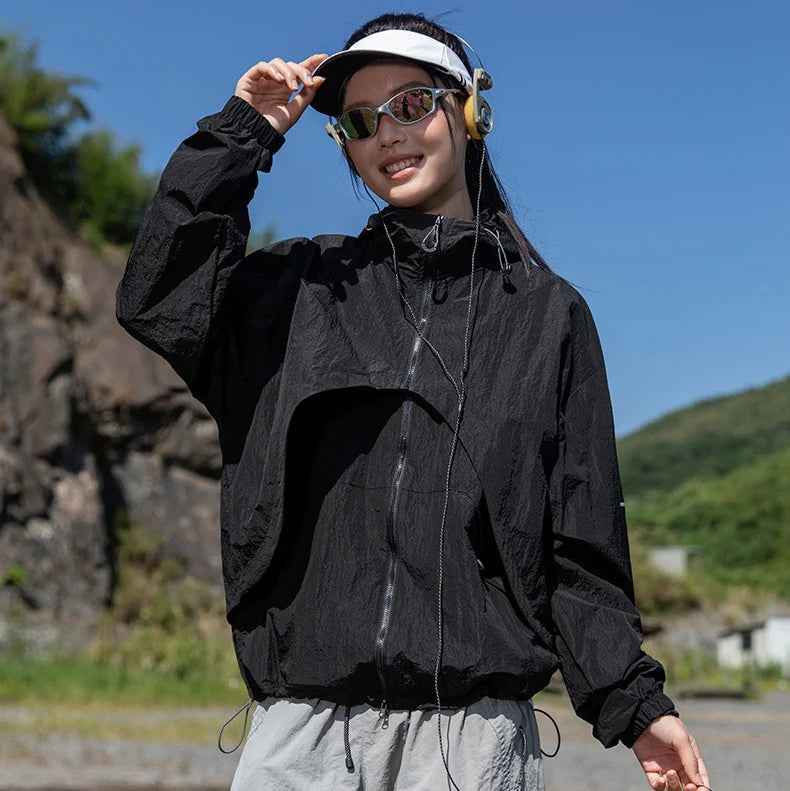 Y2K 2 in 1 Waterproof Windbreaker Jacket Coat