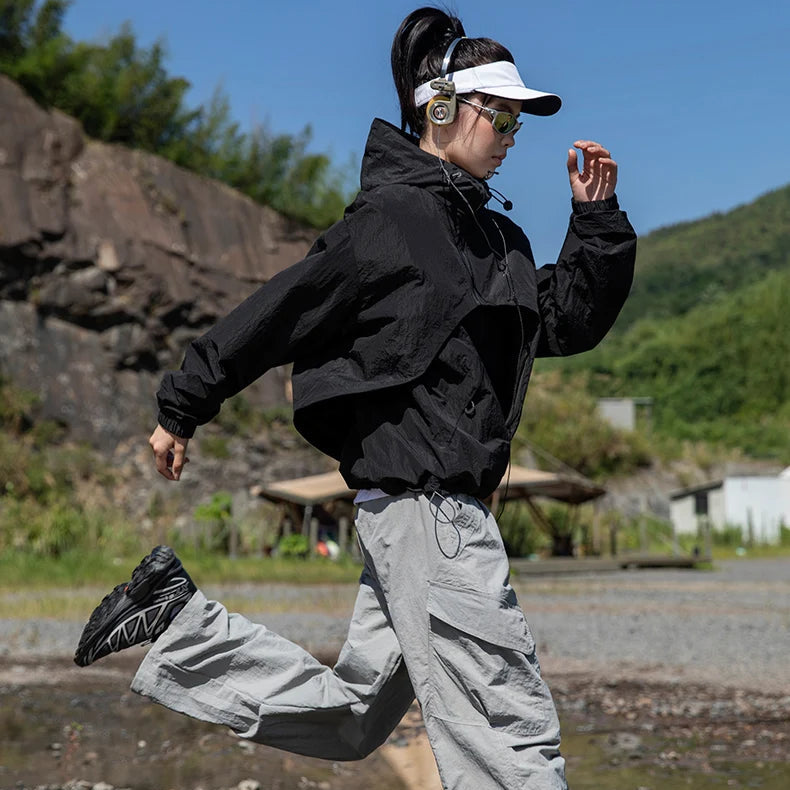 Y2K 2 in 1 Waterproof Windbreaker Jacket Coat