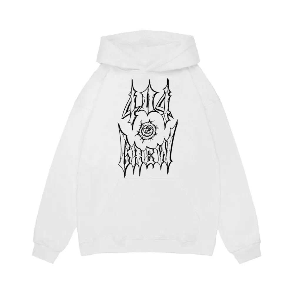 Y2K 404 Crew Print Hooded Sweatshirts