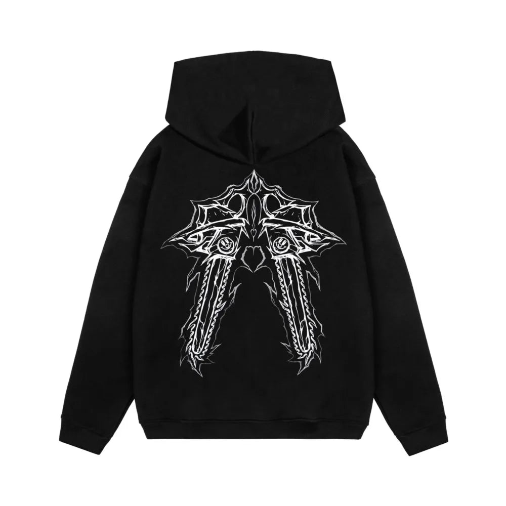 Y2K 404 Crew Print Hooded Sweatshirts