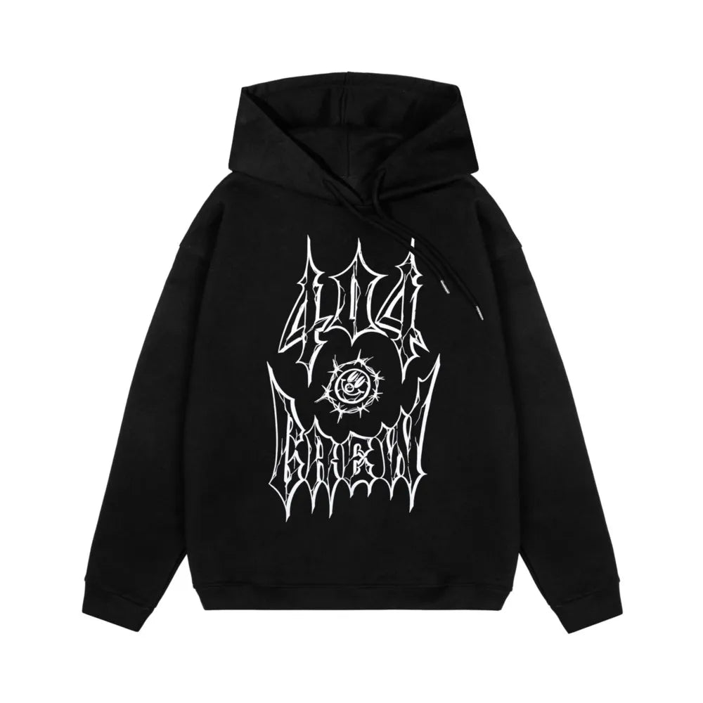 Y2K 404 Crew Print Hooded Sweatshirts