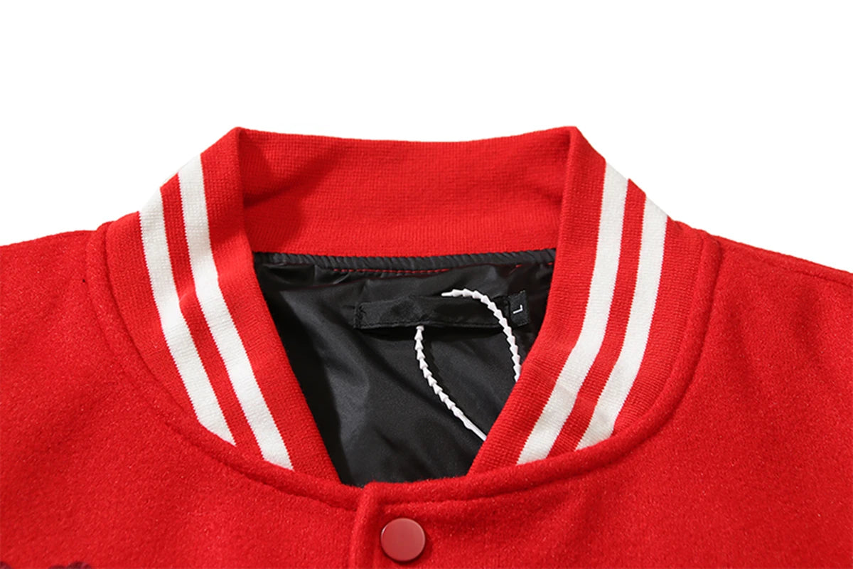 Y2K 88 Champs Red Embroidered Varsity Jacket