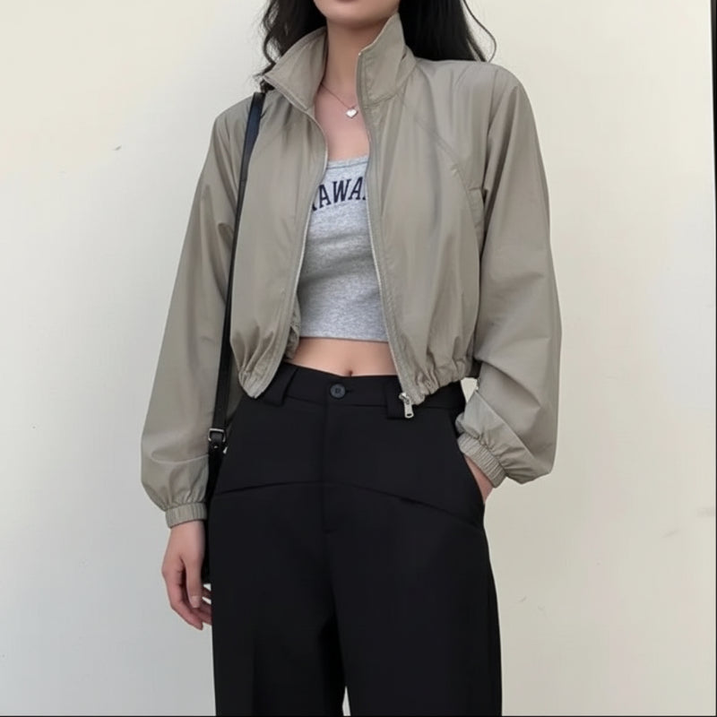 Y2K 90s Style Vintage Cropped Windbreaker Jacket