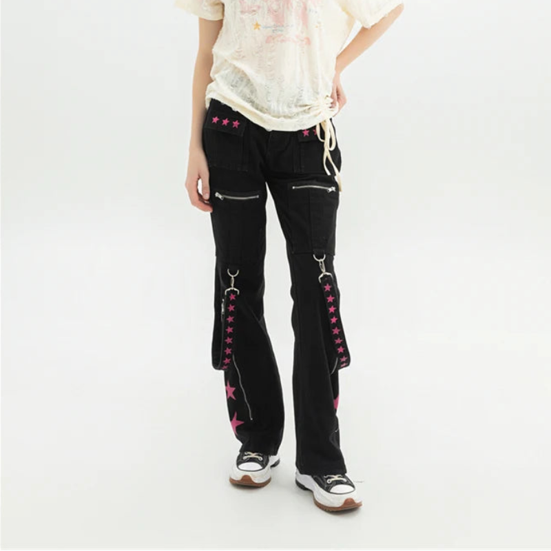 Y2K Accessorised Baggy Cargo Jeans