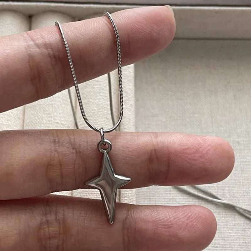 Y2K Aesthetic Star Cross Pendent Necklace