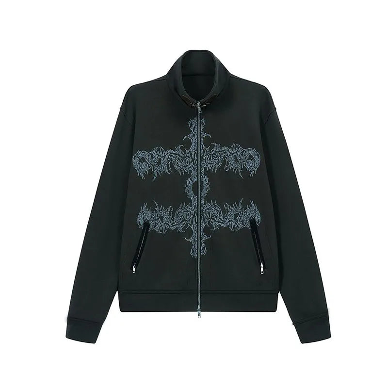 Y2K Aesthetic Tattoo Print Jacket