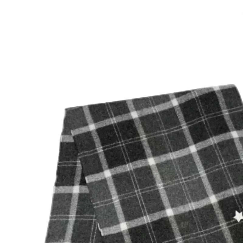 Y2K Aesthetic Vintage Kawaii Cat Embroidered Plaid Scarf
