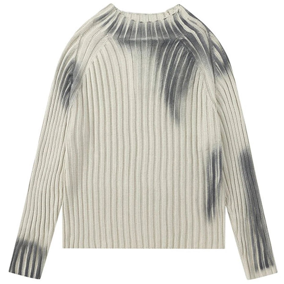 Y2K Age Wash Tie Dye Ribbed Knit Sweater Jumper