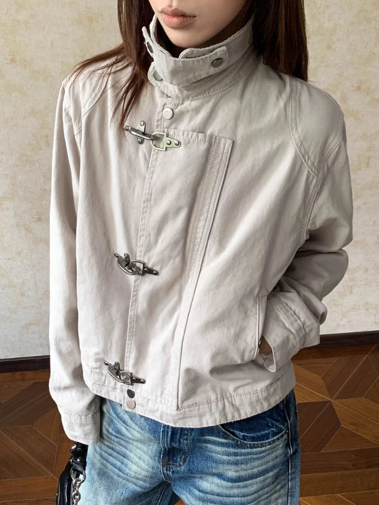 Y2K Airplane Button Collared Jacket