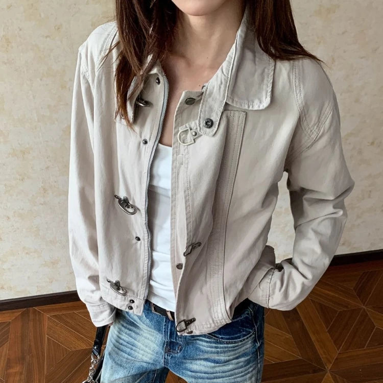 Y2K Airplane Button Collared Jacket